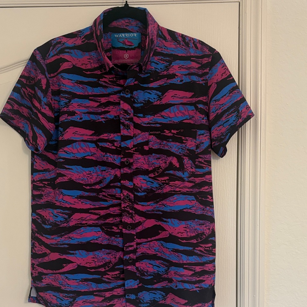 Warrior Men's Vibrant Pink and Blue Casual Shirt
